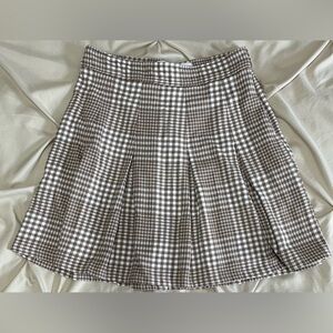 Hollister Tan & White Checkered  Plaid A-Line Skirt
